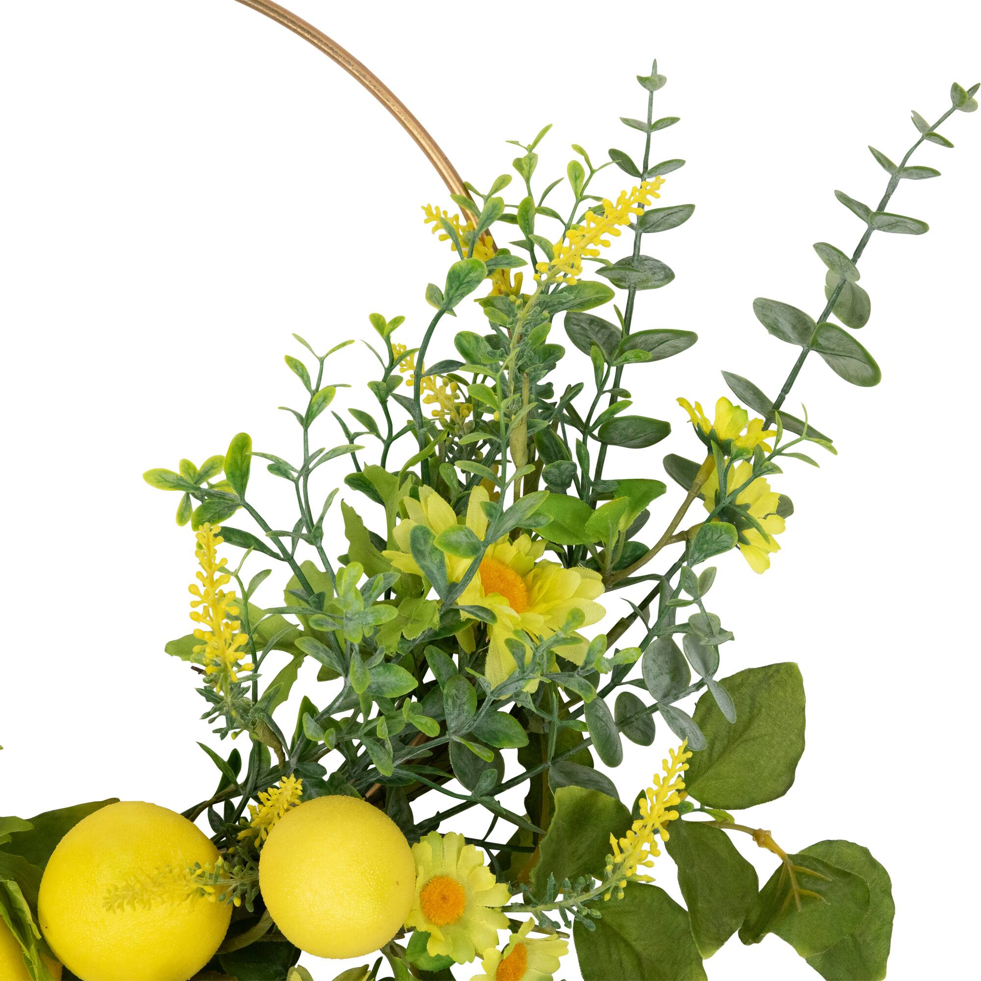 22" Yellow Lemon & Daisy Springtime Half Wreath